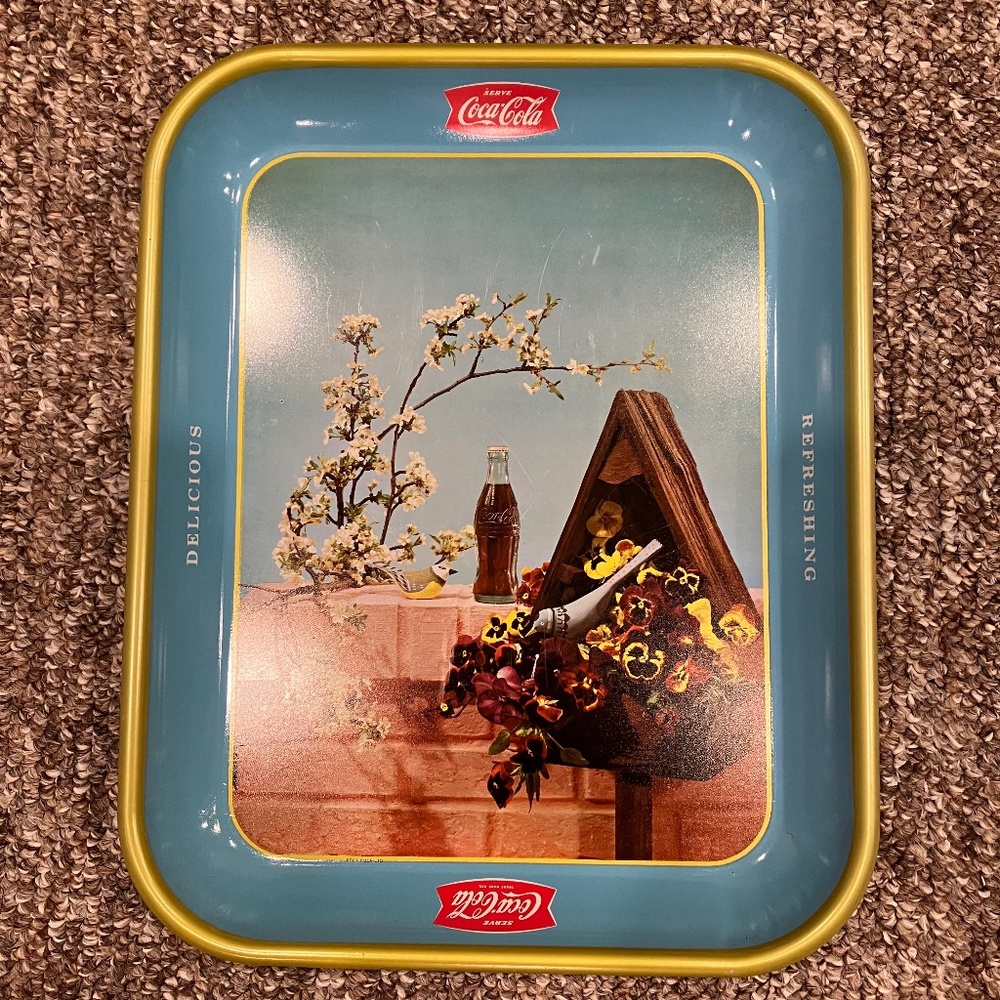 Vintage Coca Cola Advertising Tray- 1957- Birdhouse, French Canadian